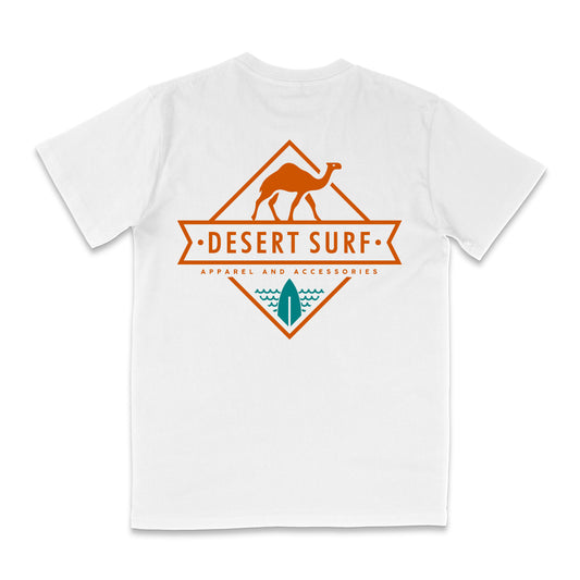 Desert Surf T-Shirt - Classic Camel Logo - White