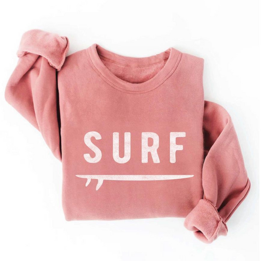 Women's Sweatshirt with SURF Design - Mauve