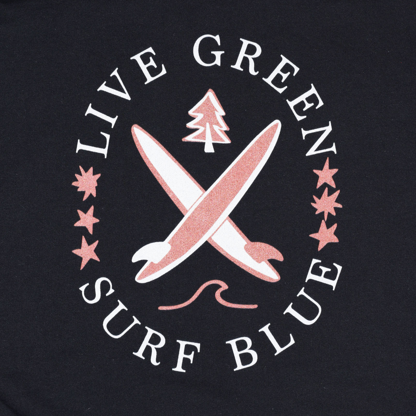 Live Green Surf Blue - Hoodie - Surfboard Edition - Black