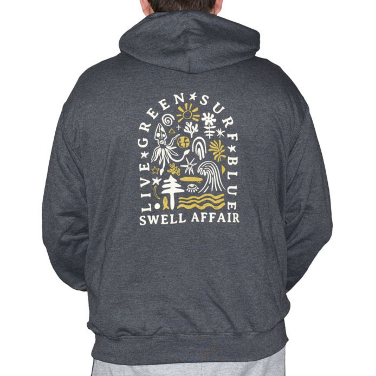 Live Green Surf Blue - Hoodie - Tree and Sea Edition - Gray