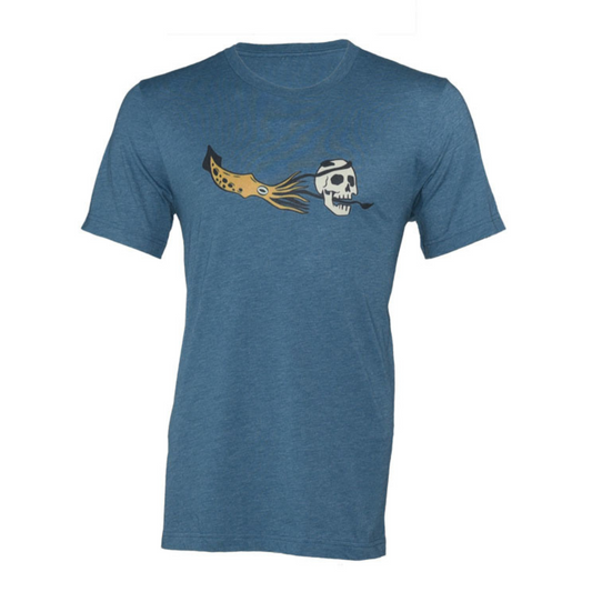 Giant Squid and Skull - Short Sleeve T-Shirt - Blue