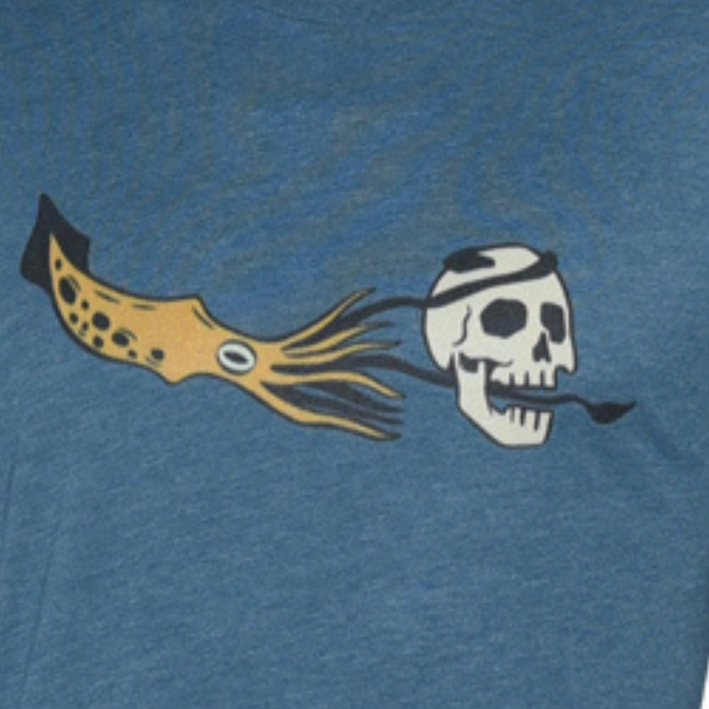 Giant Squid and Skull - Short Sleeve T-Shirt - Blue