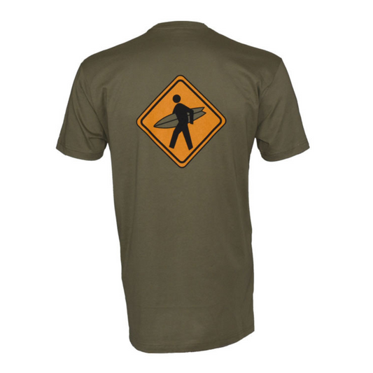 Surfer Crossing - T-Shirt -  Army Green